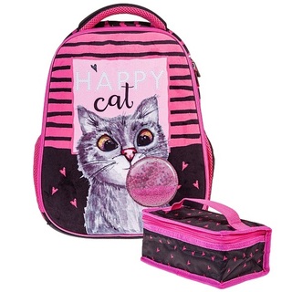 Рюкзак "Ergonomic light.Bubble-cat" 38*29*12см 1 отд светоотр.+термосумка NRk_60045 Hatber