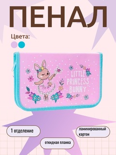 Пенал 1 отд ПО-04 "BUNNY PRINCESS" большой с откидной планкой 190*115