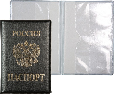 Обложка для паспорта иск.кожа "deVente.Герб" черная 1030310