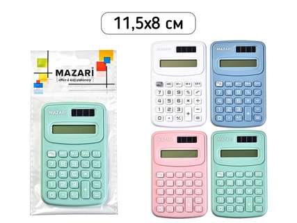Калькулятор Mazari 8 разряд 115*80мм AG10 цвет ассорти М-4957
