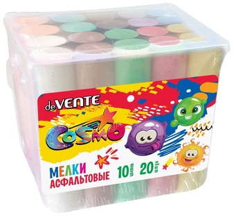 Мел цветной набор 10цв 20шт "deVENTE.Cosmo" 8078509 асфальтные в ведре
