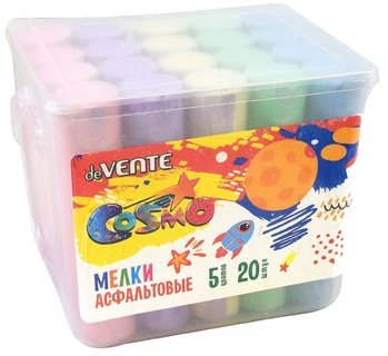 Мел цветной набор  5цв 20шт "deVENTE.Cosmo" 8078002 асфальтные в ведре