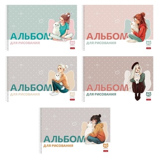 Альбом для рисования 40л "Девочка с котиком" гребень пластик.обл. 40А4Вгр 091567 Hatber