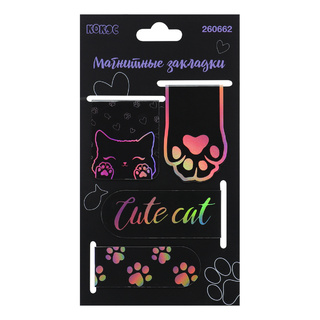 Закладки- магниты  "Милый котик" 2,5*5,5см (цена за набор 4шт) 260662 (7036) Кокос