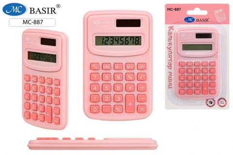 Калькулятор Basir  8 разряд 97х60мм розовый МС-887/роз/ (6212)