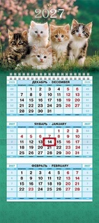 Календарь трехблочный мини "Нежные пушистики" на одной спирали 3Кв1гр5ц_36875 096138 Hatber