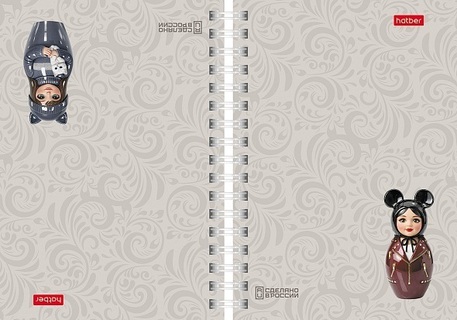Записная книжка А6  80л "Матрешки" двойная тв.обл гребень 80ЗКтд6В1гр_36747 096664 Hatber