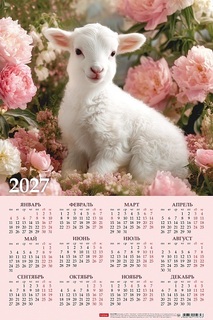 Календарь листовой А3 2026 г "Год Козы.Козленок в цветах" мелов.картон. Кл3_37445 097023 Hatber