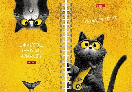Записная книжка А6  80л "Пушистый философ" двойная тв.обл гребень 80ЗКтд6В1гр_35767 096660 Hatber