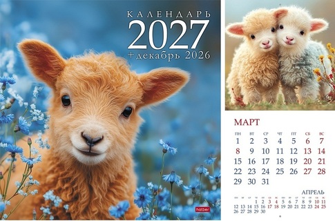 Календарь на скрепке  12л "Символ года.Овечки" 30*30 12Кнп4_36891 096162 Hatber