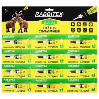 Клей "RABBITEX.Два слона.Гель" 3гр супер секундный 609818