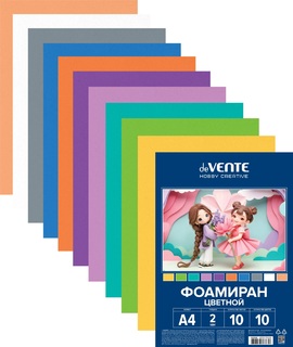 Фоамиран (мягкий пластик)  А4 10л 10цв "deVente" толщина 2мм 8112605 пастельные цвета
