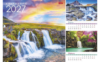 Календарь на скрепке   6л "Красота водопада" 30*30 6Кнп4_29713 096147 Hatber