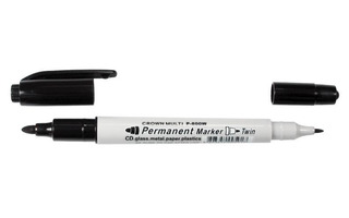 Маркер двухсторонний "Crown Multi Marker Twin" Р-800W черный 2мм/1мм 095143