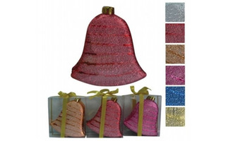 Елочная игрушка Е91319 "Колокольчик" с полосками 10см 3шт