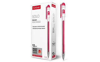 Ручка гелевая "Hatber.Solo" красная 0,5мм трехгр. корпус GP_058622