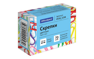 Скрепки 28мм  70шт "Office Space" цветные CV28_2258