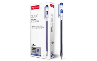 Ручка гелевая "Hatber.Solo" синяя 0,5мм трехг. корпус GP_058621