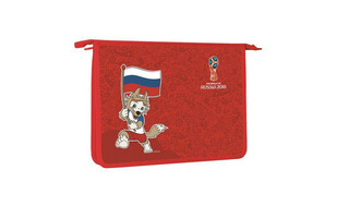 Папка для тетрадей А4 "ЧМ по футболу 2018.Талисман" 1отд молния красн AMc_14055 Hatber