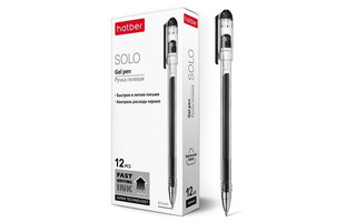 Ручка гелевая "Hatber.Solo" черная 0,5мм трехг. корпус GP_058620