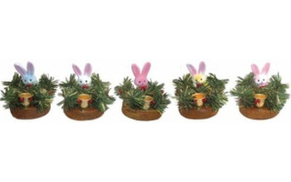 Подсвечник Е91646 зайчик с веткой хвои флок