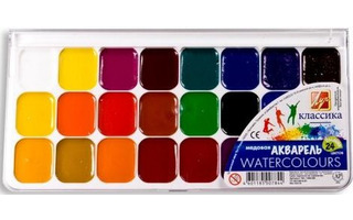 Краски  акв 24 цв "Классика" 19С1294-08 пластик Луч