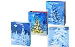 Сумка новогодняя 32*26 "Елочки" TZ13132 со стразами и блестками