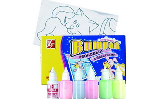 Краски  витражные  6цв 17С1159-08 неон с блестками Луч УЦЕНКА (срок)