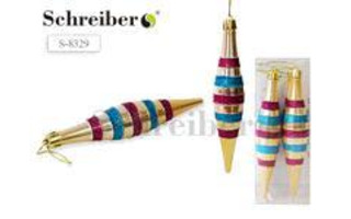 Елочные шары в наборе "Сосульки" 4шт золотой 16*3см Schreiber S 8329