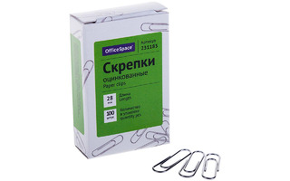 Скрепки 28мм 100шт "OfficeSpace" оцинкованные 231183
