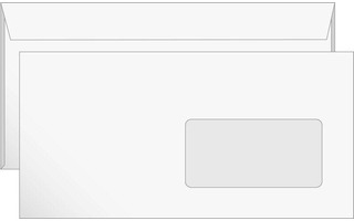 Конверт бумажный почтовый 110*220 Е65 евро чистый с окном отрывная лента 067446