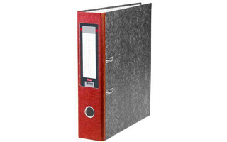 Папка-регистратор 70мм "Hatber" мрамор красная,карман,метал кант 7ПР_00315