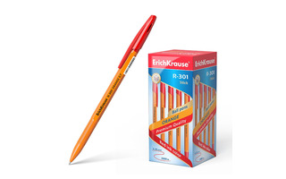 Ручка шариковая "Erich Krause.R-301 Orange Stick" красная 0,7мм 43196