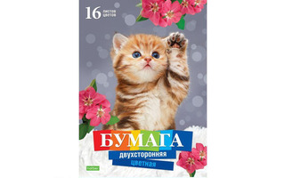 Цветная бумага А4 16л 16цв двухстороняя 16Бц4_20982 059758 "Котенок" Хатбер