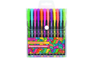 Набор 12 гелевых ручек "deVente.Neon Black" неон 1мм 5051814