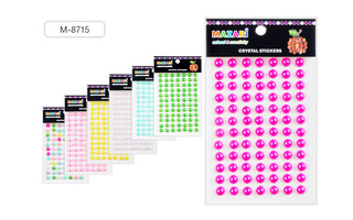 Наклейки акрил М-8715 стразы бусины перламутр 84шт круг Mazari