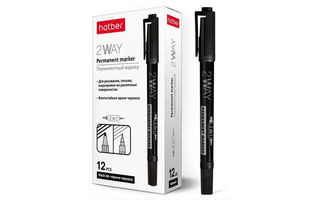 Маркер двухсторонний "Hatber.2WAY" черный 0,5-1мм PM_060847