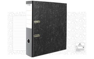 Папка-регистратор 75мм "DeVente.Attomex" мраморная черная,карман,мет кант 3090305