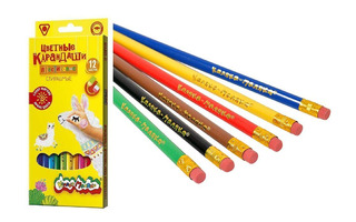 Карандаши 12 цв "Каляка-Маляка" пластик трехгран  ККМП12 стираемые с ластиком