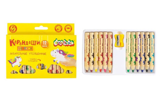 Карандаши 12 цв "Каляка-Маляка" акварельные утолщ +точилка КАМКМ12 короткие