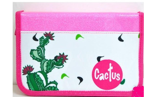 Пенал 1 отд ПО-60 "Цветущий кактус" большой с блестками 200*130*30