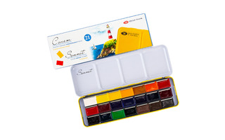 Краски худ акв 21 цв "Сонет" метал.пенал 351101514 кюветы