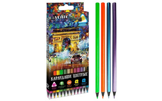 Карандаши 12 цв "deVente.Cosmo.Trio" для черной бумаги трехгр.неон+металлик 5022010, 5022218