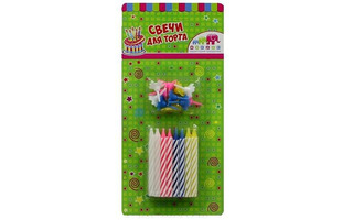 Набор свечей для торта 24шт 4-х цветные с держателем Ч02508