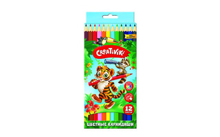 Карандаши 12 цв "Creativiki" дерево КЦ12КР