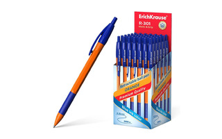 Ручка шариковая "Erich Krause.R-301 Orange Matic&Grip" синяя 0,7мм автомат 46762