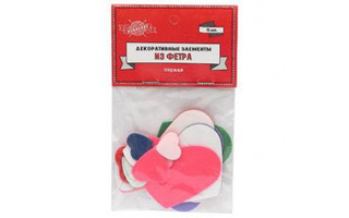 Набор аппликаций декоративных фетровых "Сердца" 15шт ТХ-9142