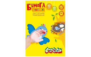 Цветная бумага А4 12л 12цв двухсторонняя тониров. БЦТКМ12"Каляка-Маляка"