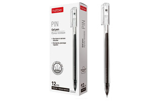 Ручка гелевая "Hatber.Pin" черная 0,5мм трехгран.корпус GP_064520