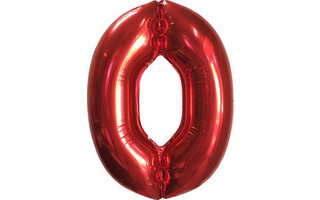 Шар Фольга "Цифра красный 0" 40"/102см Ч00464